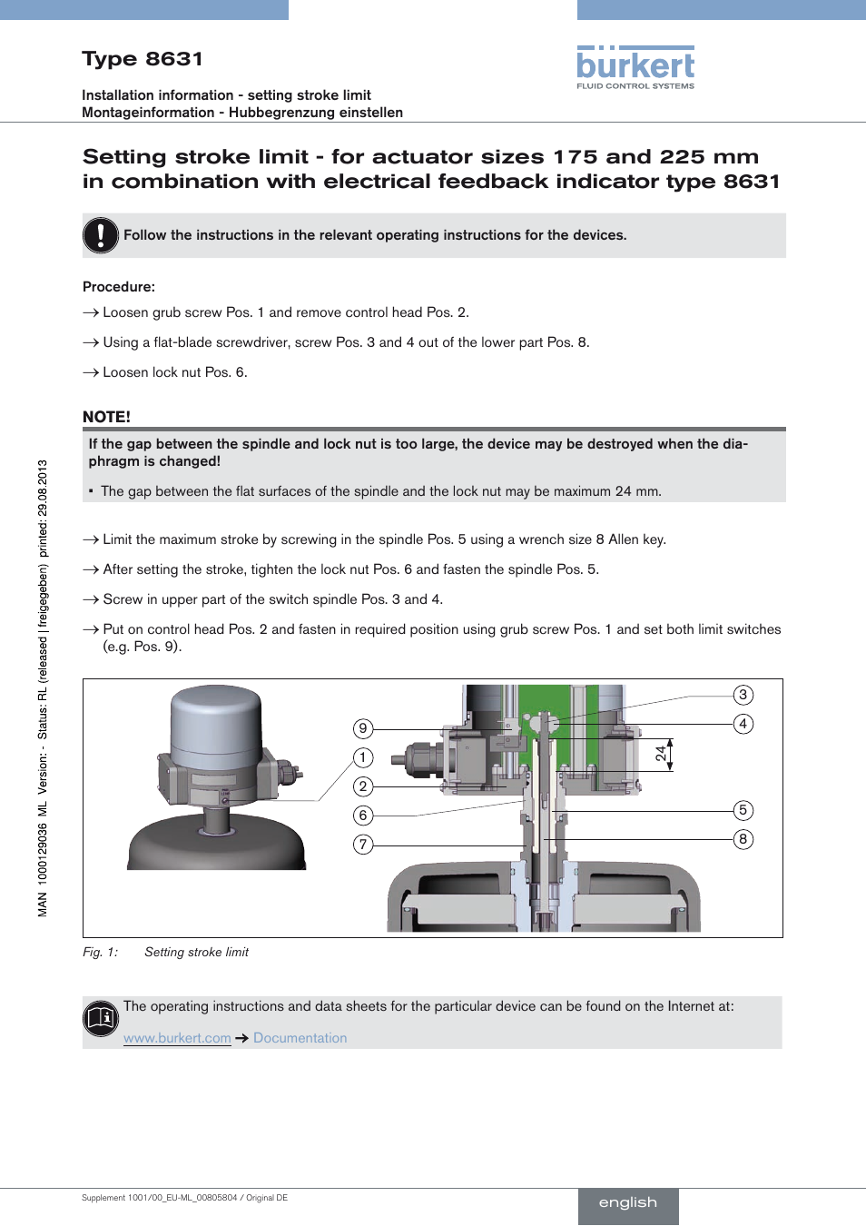 Burkert Type 8631 User Manual | 3 pages
