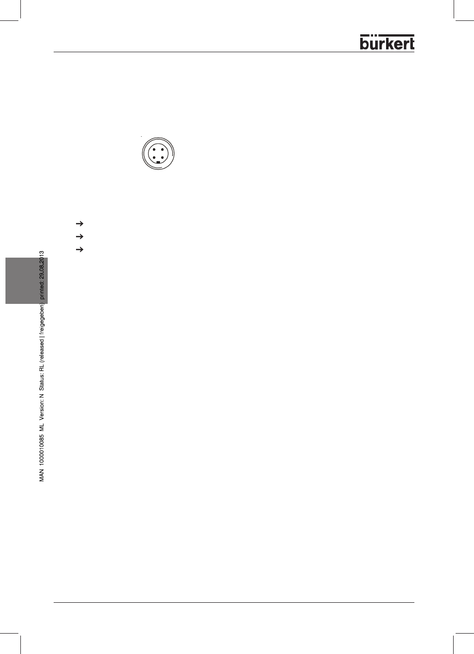Raccordement électrique, Connecteur m12 rond à 4 pôles | Burkert Type 8631 User Manual | Page 102 / 118