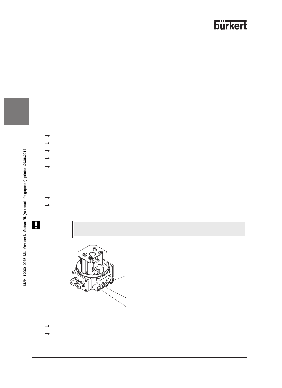 Fluidic installation, English, Installation of the valve | Turning the top control on/off, Fluidic connection of the top control on/off, Opening the housing | Burkert Type 8631 User Manual | Page 18 / 118