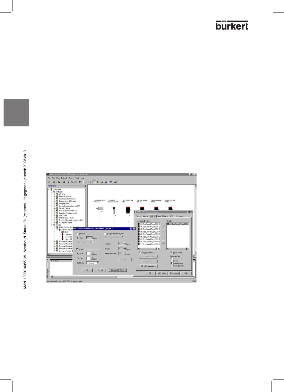 Example of configuration, English, Installation of the eds file | Setting up the process map | Burkert Type 8631 User Manual | Page 36 / 118