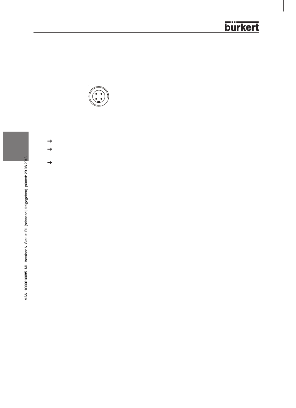 Elektrischer anschluss, As-i, Deutsch kabelverschraubung mit anschlussklemmen | 4poliger m12-rund-steckverbinder | Burkert Type 8631 User Manual | Page 64 / 118
