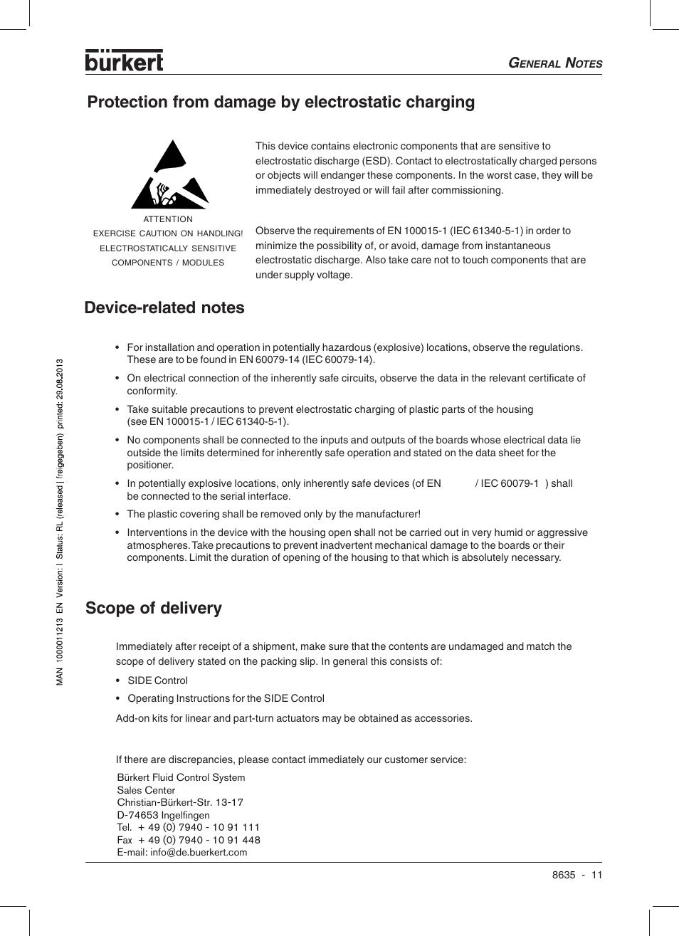 Scope of delivery | Burkert Type 8635 User Manual | Page 13 / 190