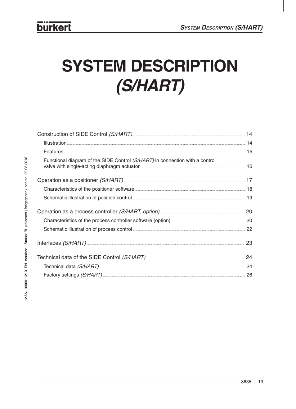 System description, S/hart) | Burkert Type 8635 User Manual | Page 15 / 190