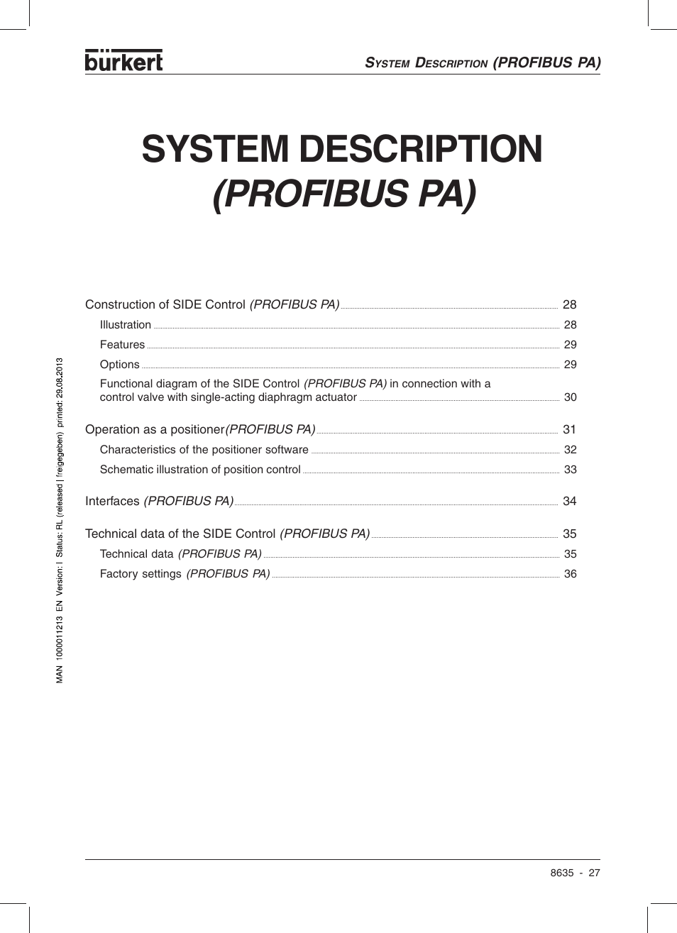 System description, Profibus pa) | Burkert Type 8635 User Manual | Page 29 / 190