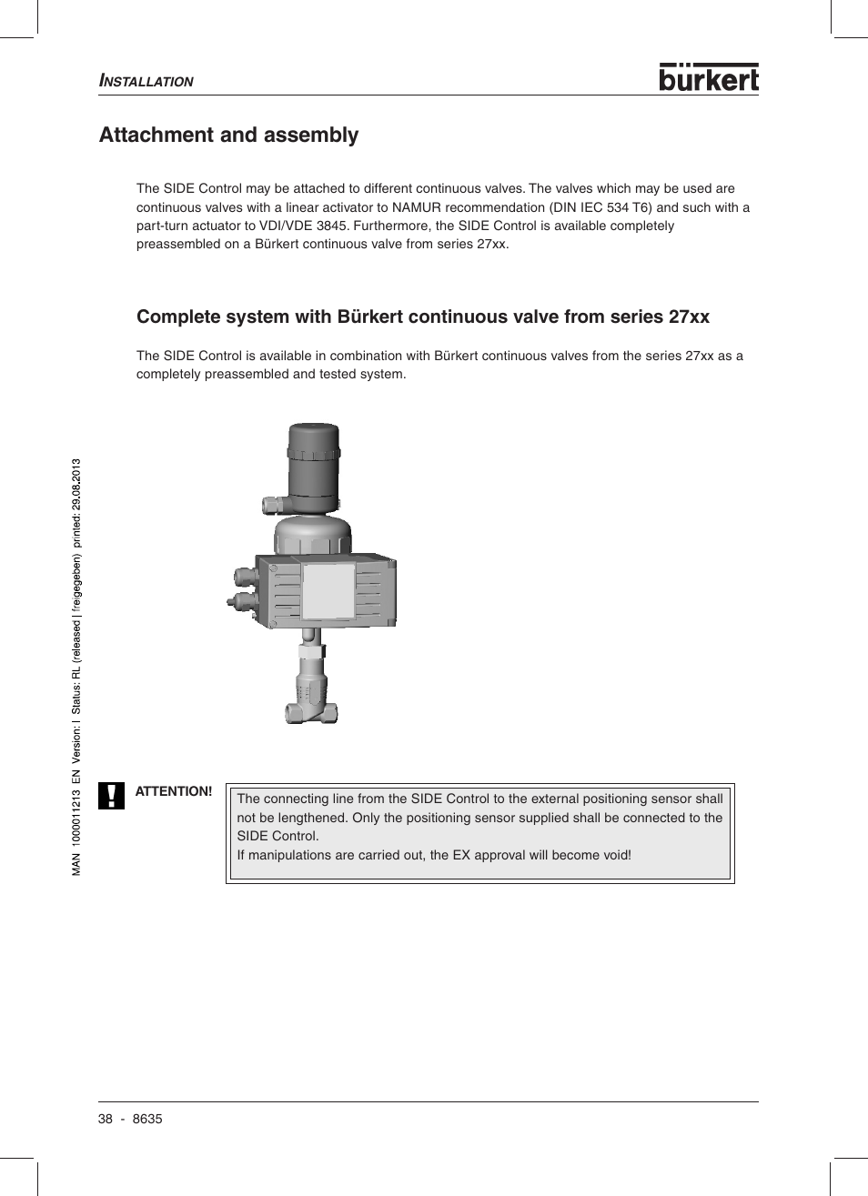 Attachment and assembly | Burkert Type 8635 User Manual | Page 40 / 190