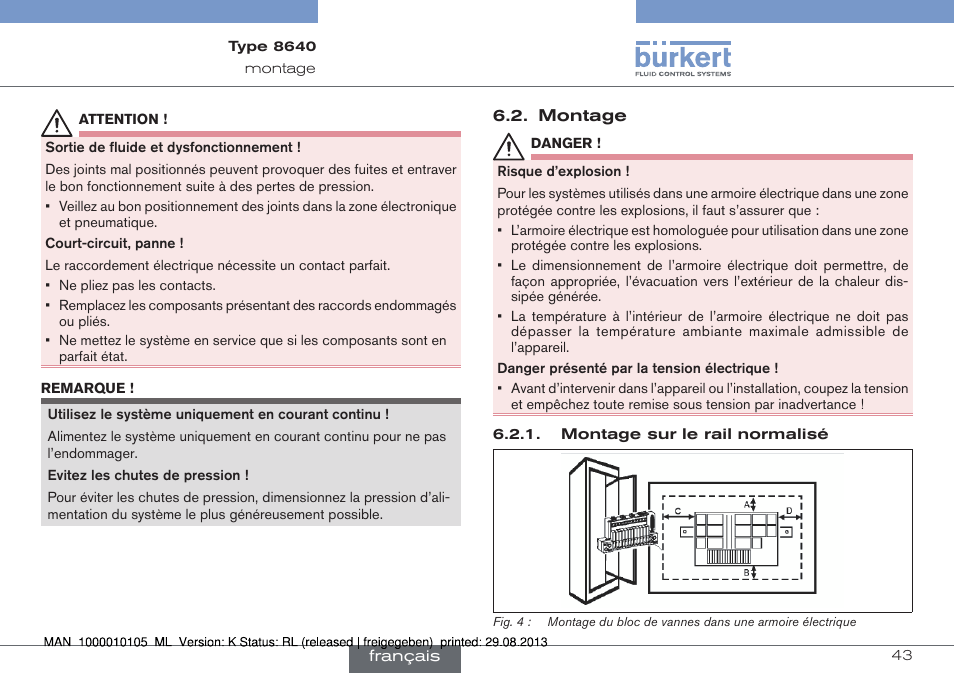 Montage | Burkert Type 8640 User Manual | Page 43 / 55