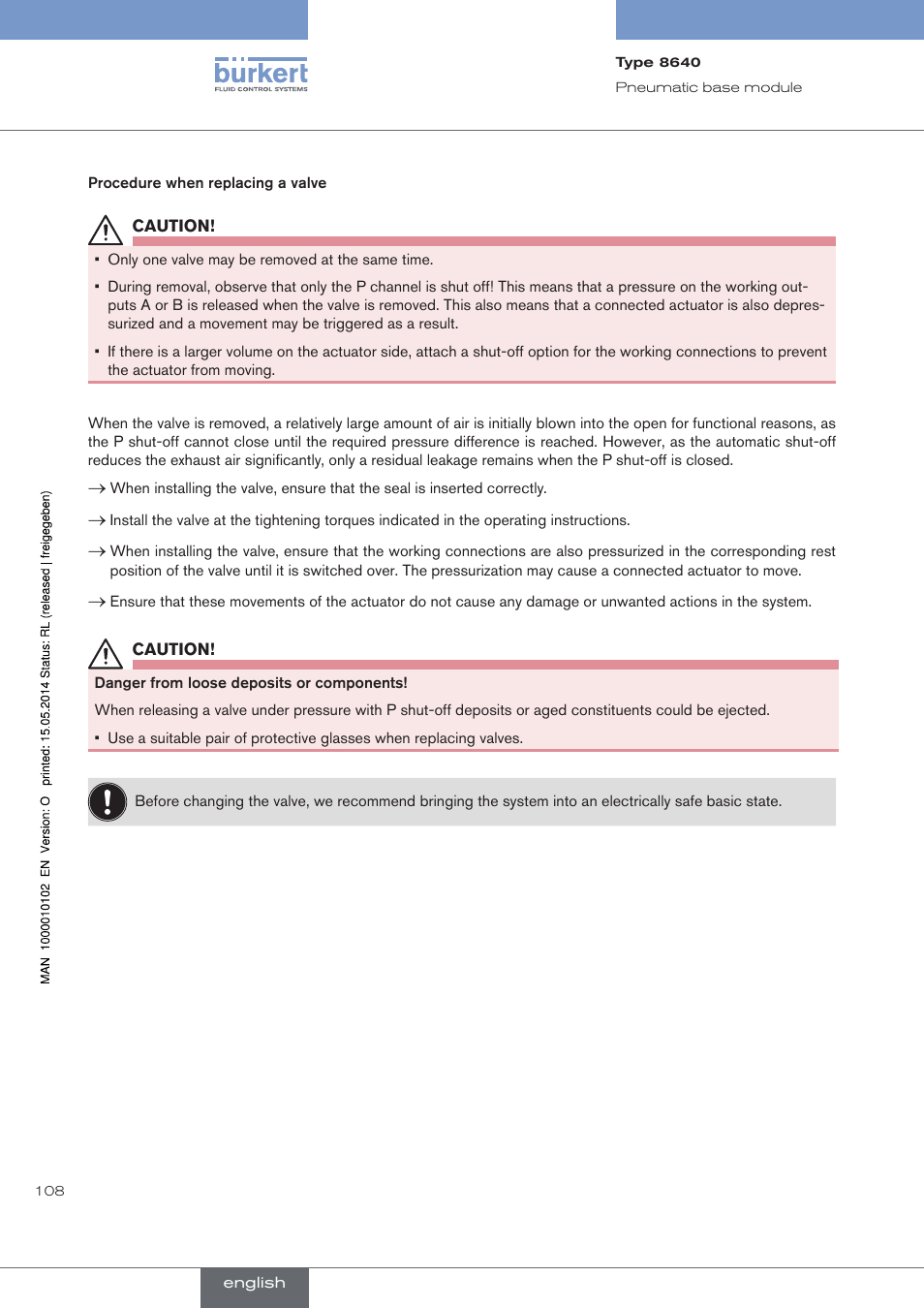 Burkert Type 8640 User Manual | Page 108 / 119
