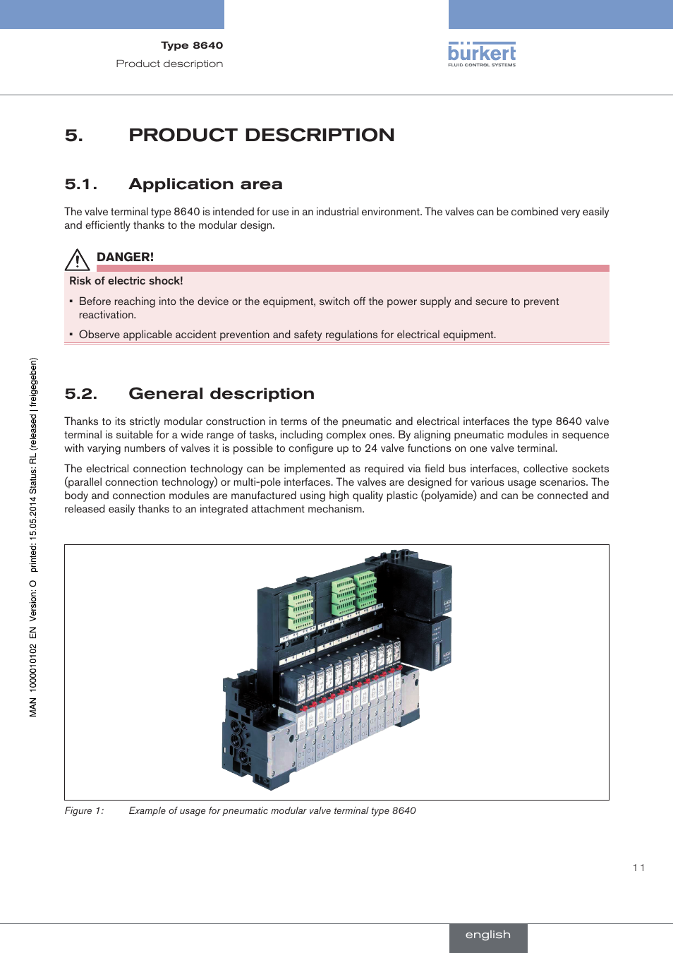 Product description, Application area, General description | Burkert Type 8640 User Manual | Page 11 / 119