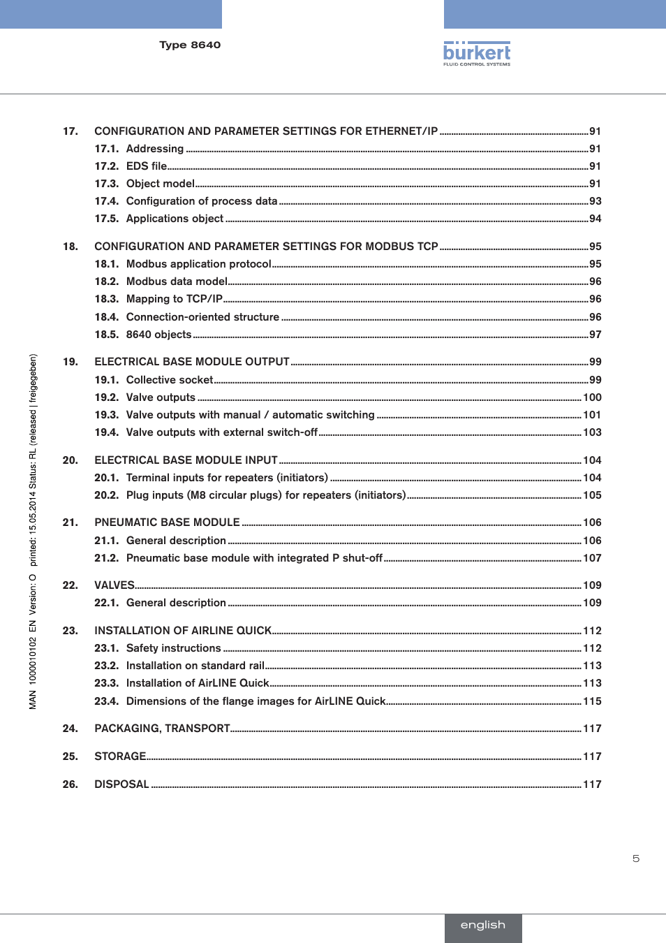 Burkert Type 8640 User Manual | Page 5 / 119