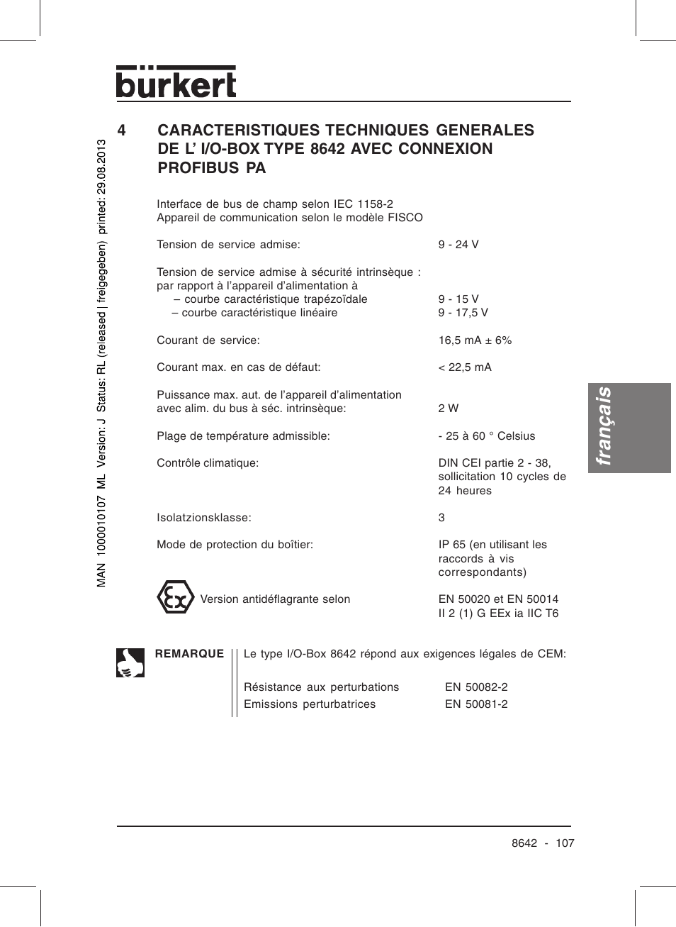 Français | Burkert Type 8642 User Manual | Page 106 / 145
