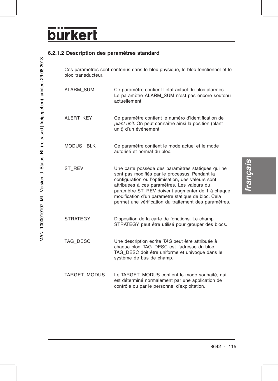 Français | Burkert Type 8642 User Manual | Page 114 / 145