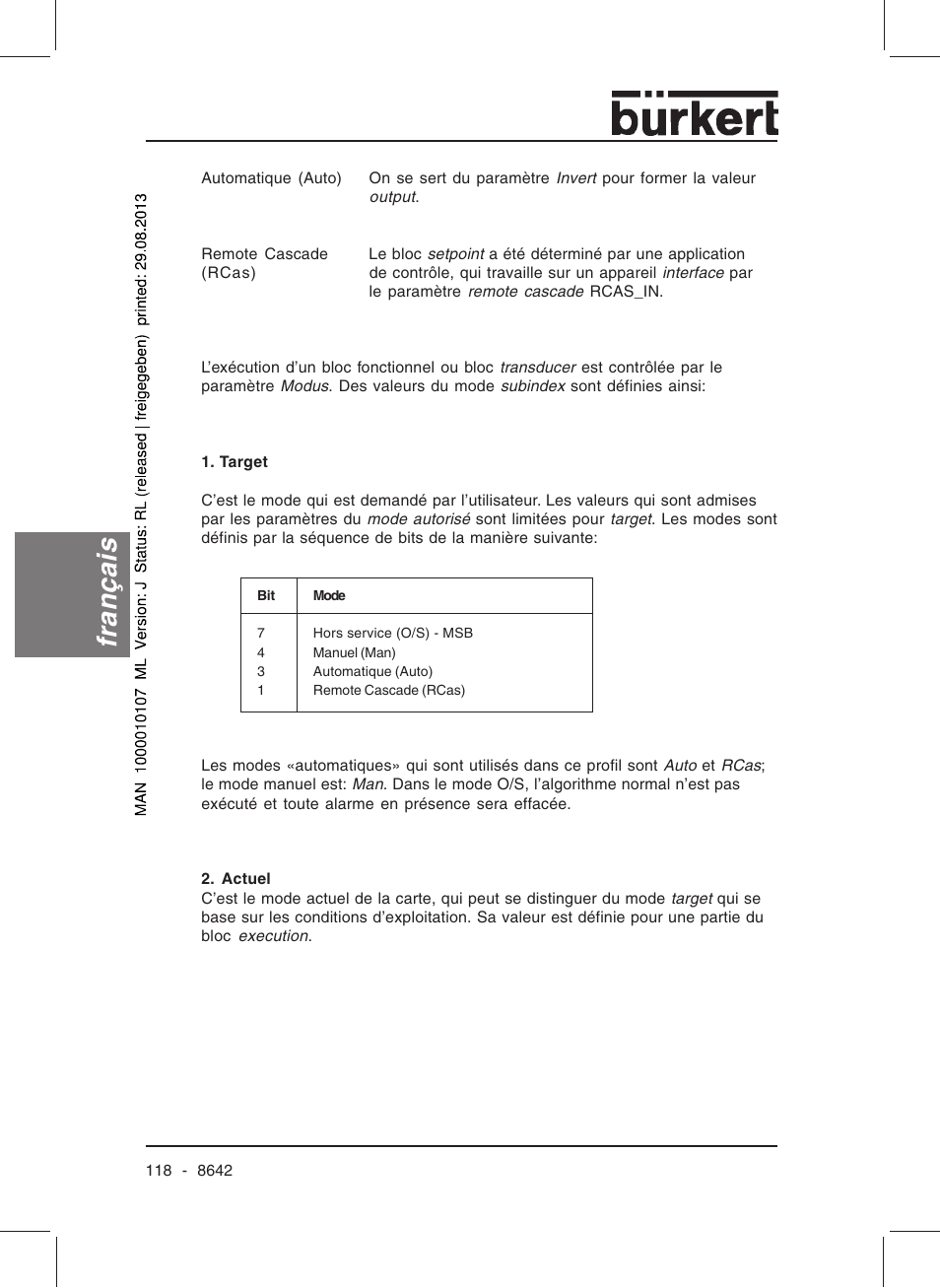 Français | Burkert Type 8642 User Manual | Page 117 / 145
