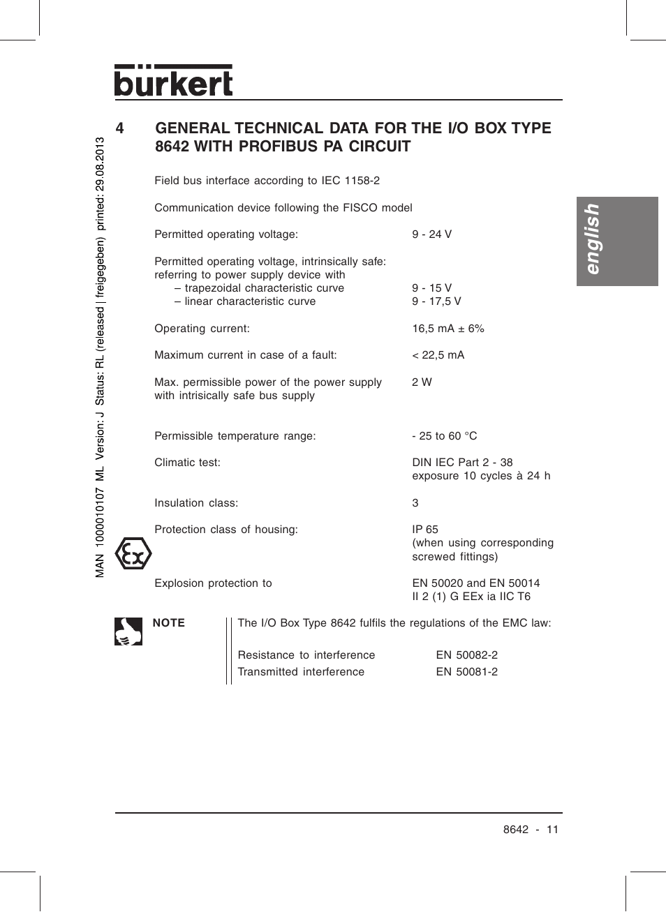 English | Burkert Type 8642 User Manual | Page 12 / 145