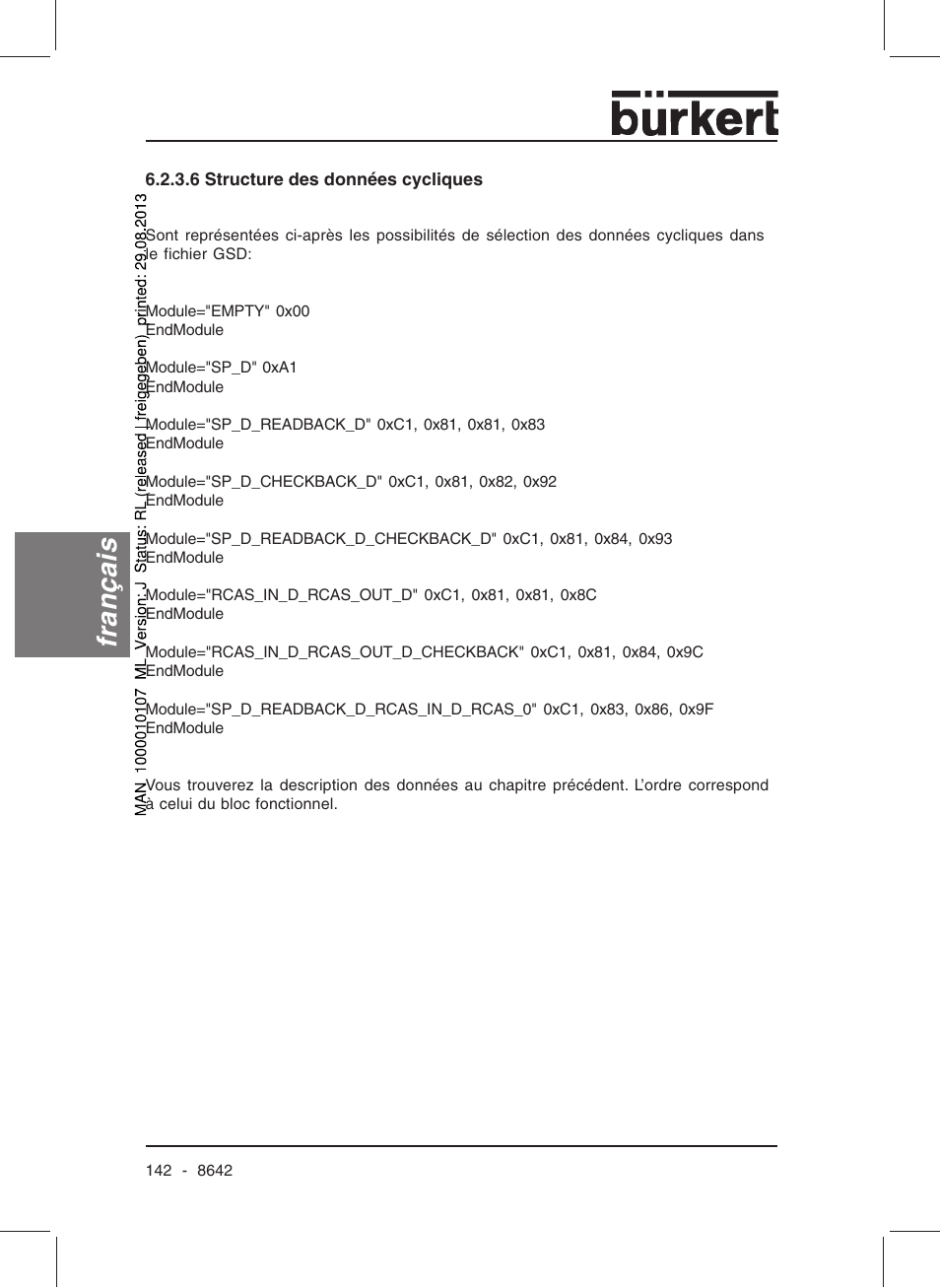 Français | Burkert Type 8642 User Manual | Page 141 / 145