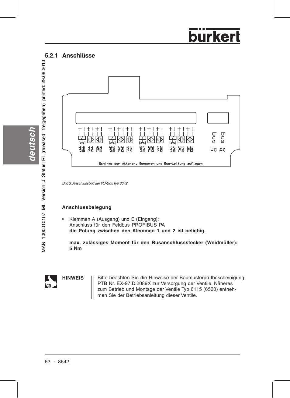 Deutsch | Burkert Type 8642 User Manual | Page 62 / 145