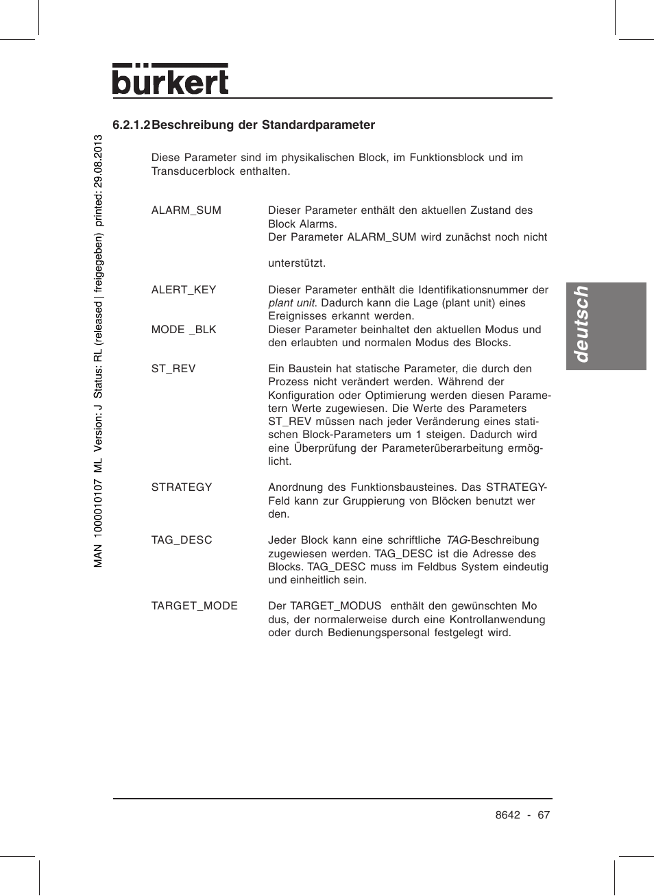 Deutsch | Burkert Type 8642 User Manual | Page 67 / 145