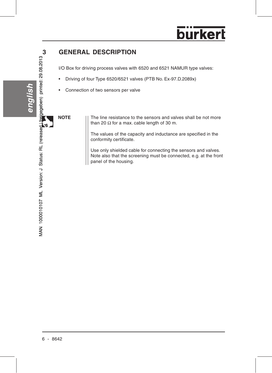 English, 3general description | Burkert Type 8642 User Manual | Page 7 / 145