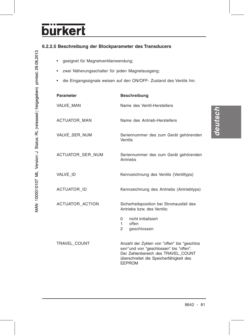 Deutsch | Burkert Type 8642 User Manual | Page 81 / 145