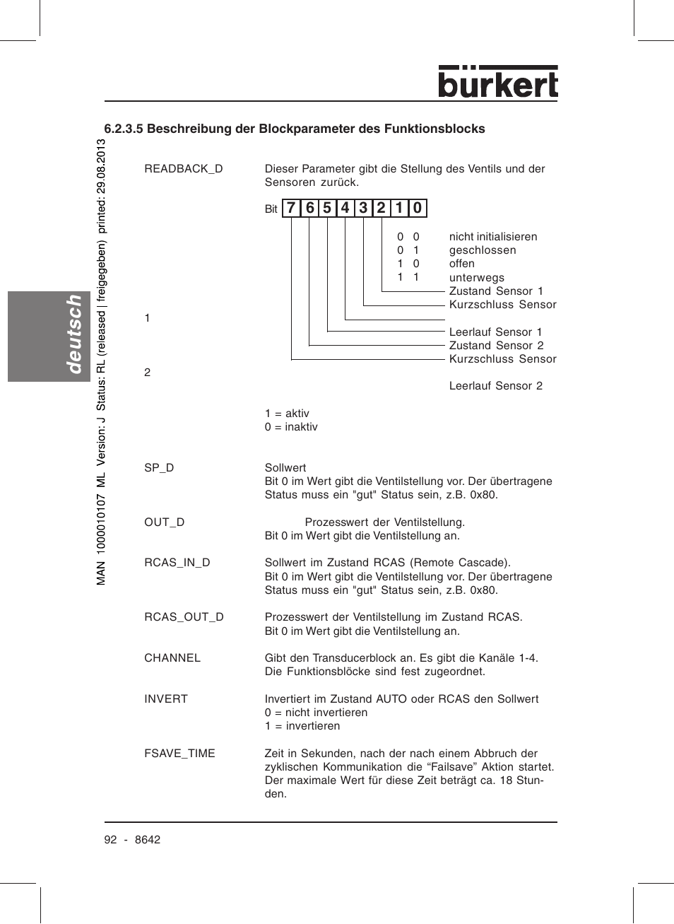 Deutsch | Burkert Type 8642 User Manual | Page 92 / 145