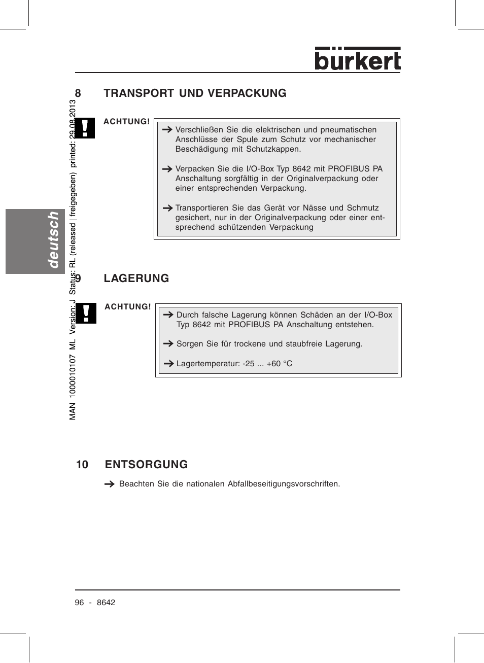 Deutsch | Burkert Type 8642 User Manual | Page 96 / 145