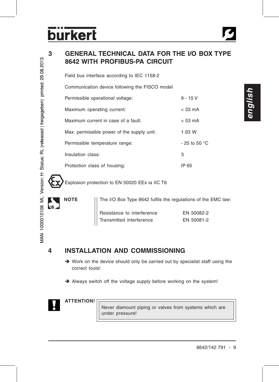 English | Burkert Type 8642 User Manual | Page 11 / 127