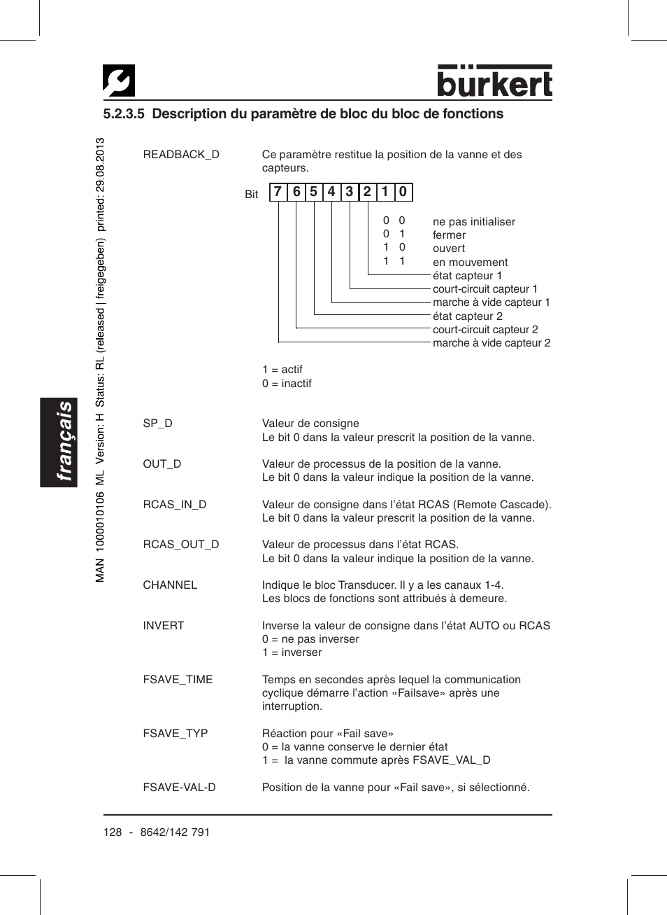 Français | Burkert Type 8642 User Manual | Page 123 / 127