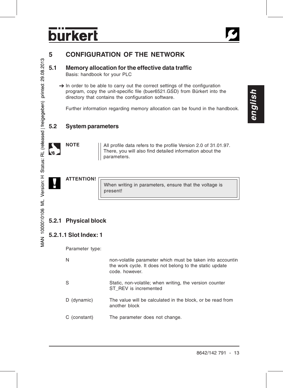 English, 5configuration of the network | Burkert Type 8642 User Manual | Page 15 / 127