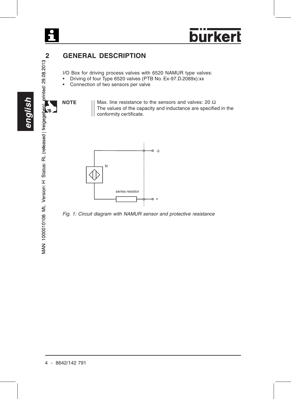 English, 2general description | Burkert Type 8642 User Manual | Page 6 / 127