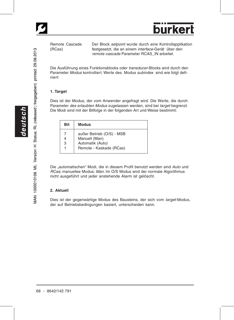 Deutsch | Burkert Type 8642 User Manual | Page 63 / 127