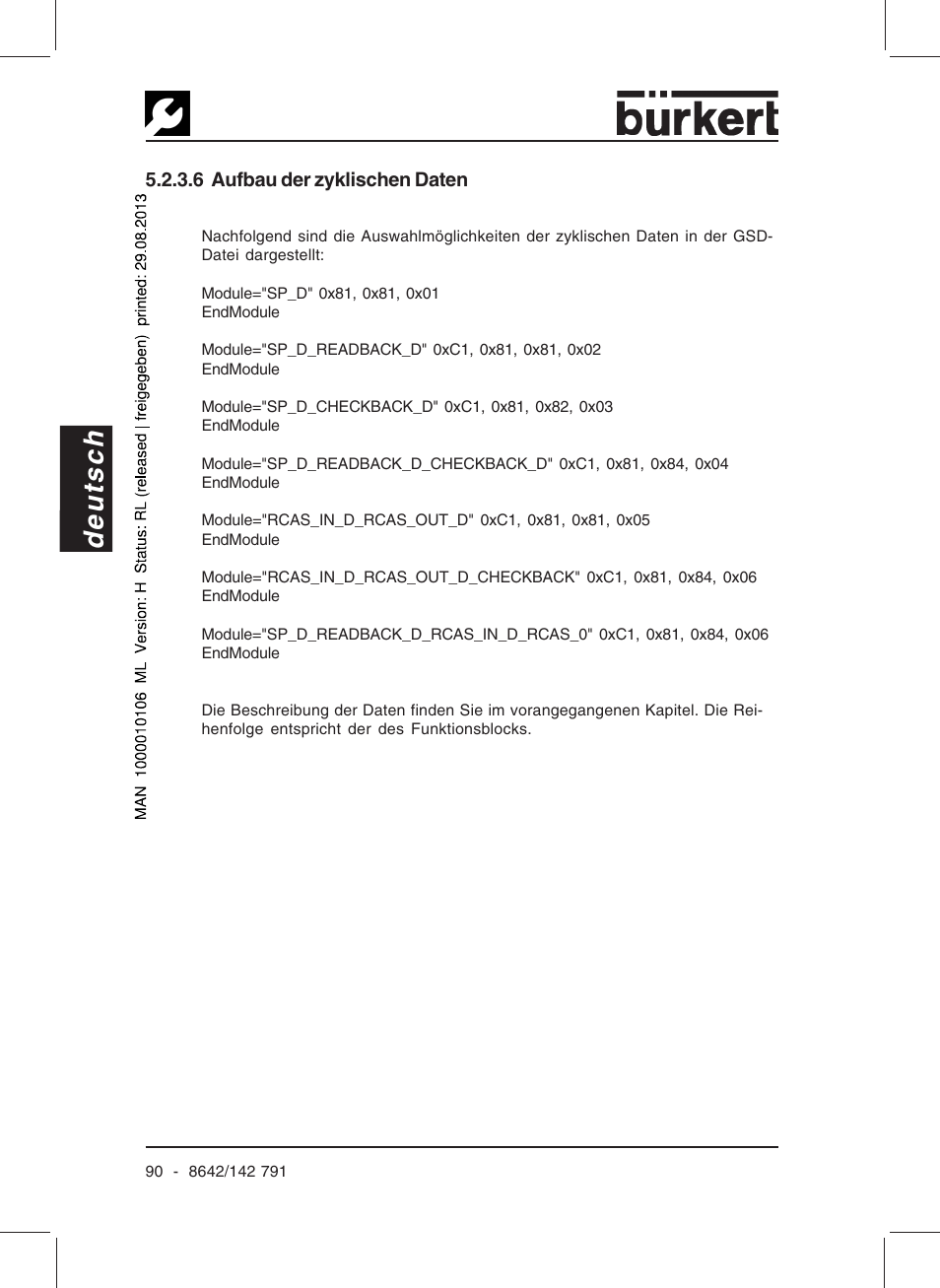 Deutsch | Burkert Type 8642 User Manual | Page 85 / 127