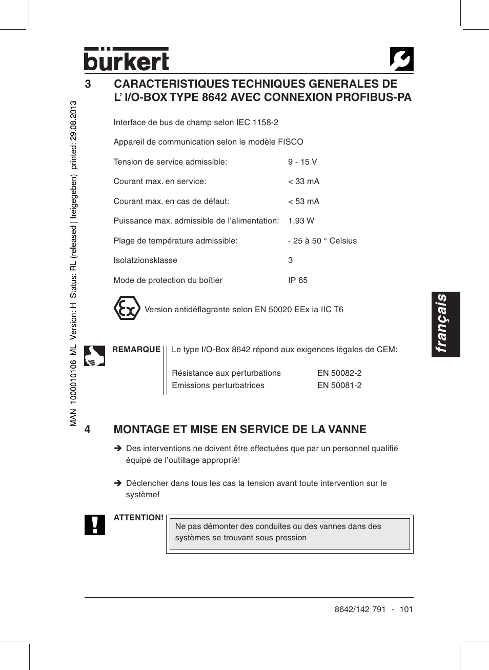 Français | Burkert Type 8642 User Manual | Page 96 / 127