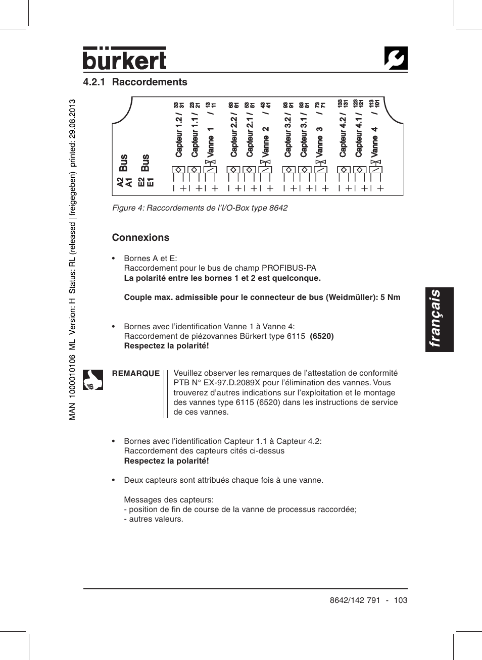 Français | Burkert Type 8642 User Manual | Page 98 / 127