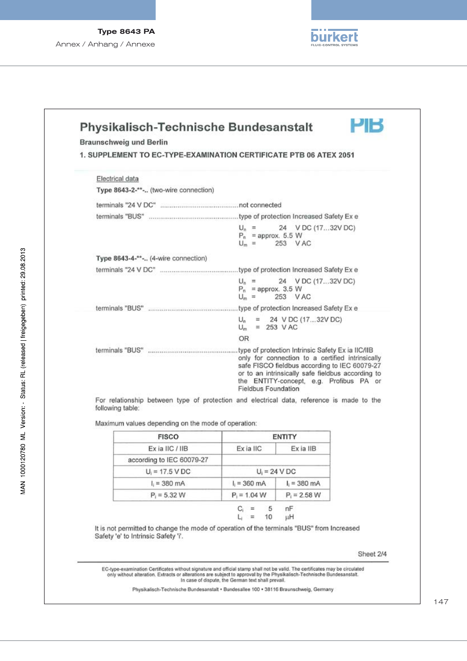 Burkert Type 8643 User Manual | Page 147 / 162