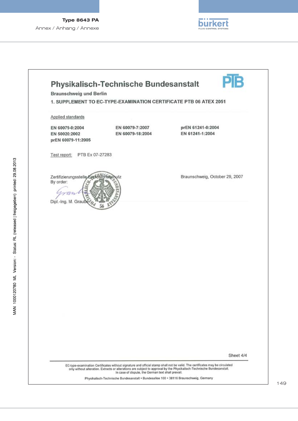 Burkert Type 8643 User Manual | Page 149 / 162