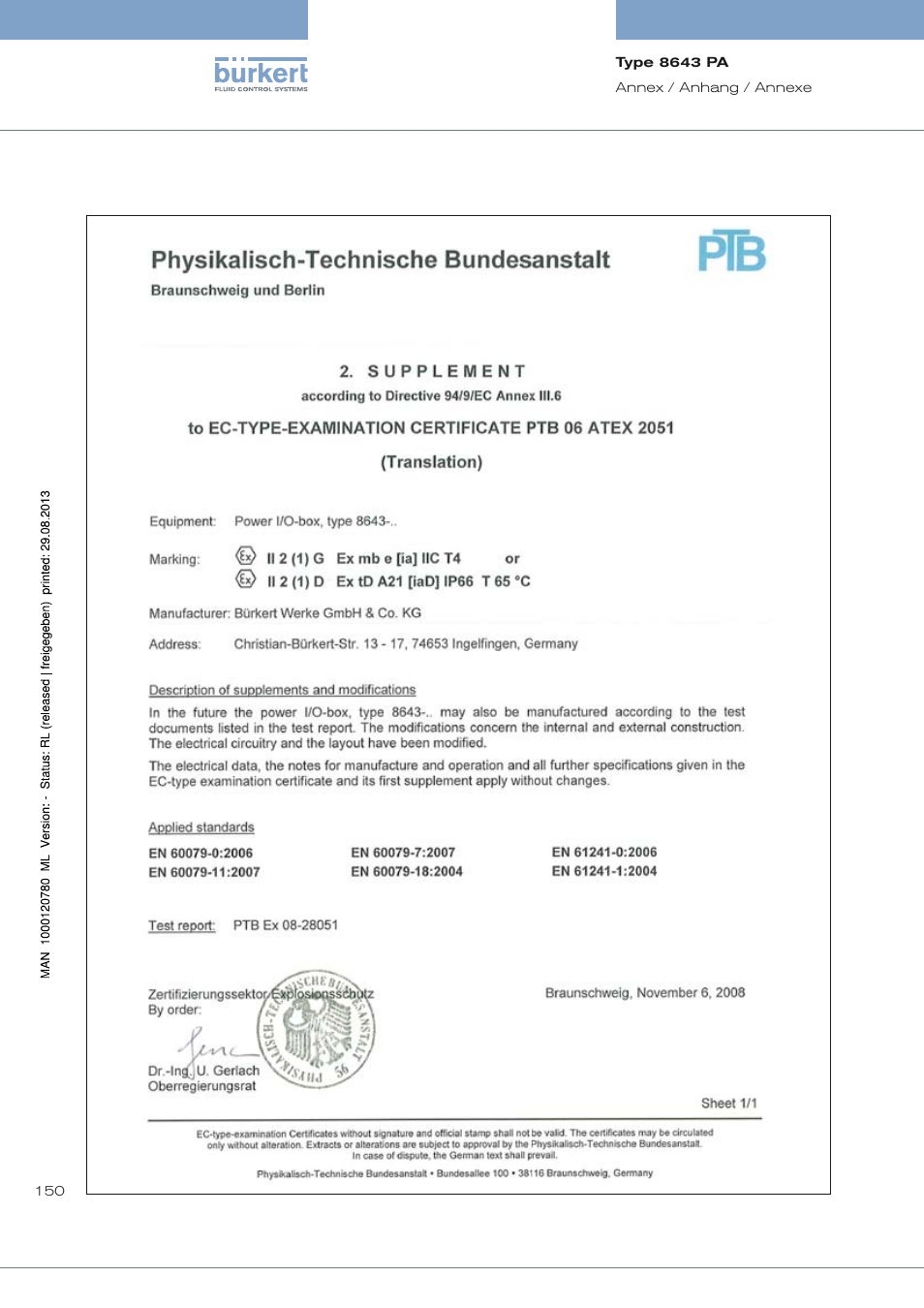 Burkert Type 8643 User Manual | Page 150 / 162