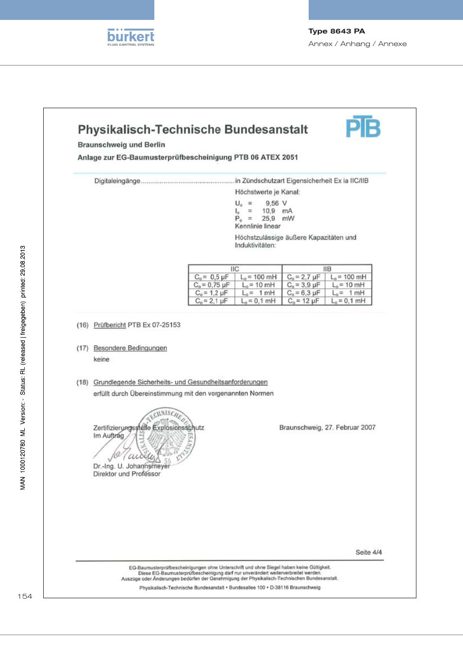 Burkert Type 8643 User Manual | Page 154 / 162