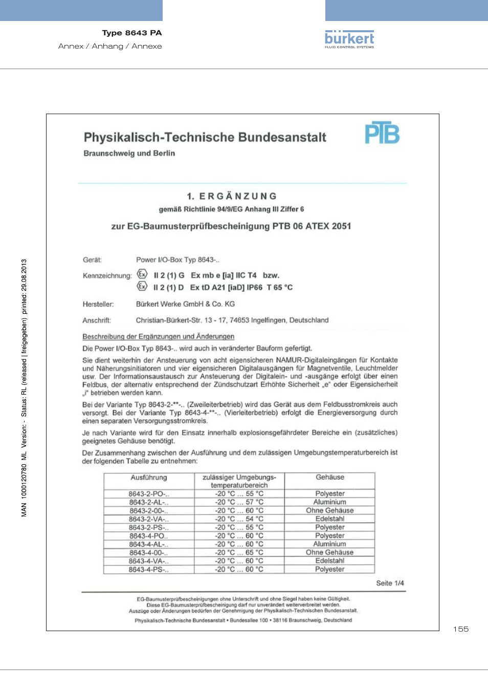 Burkert Type 8643 User Manual | Page 155 / 162