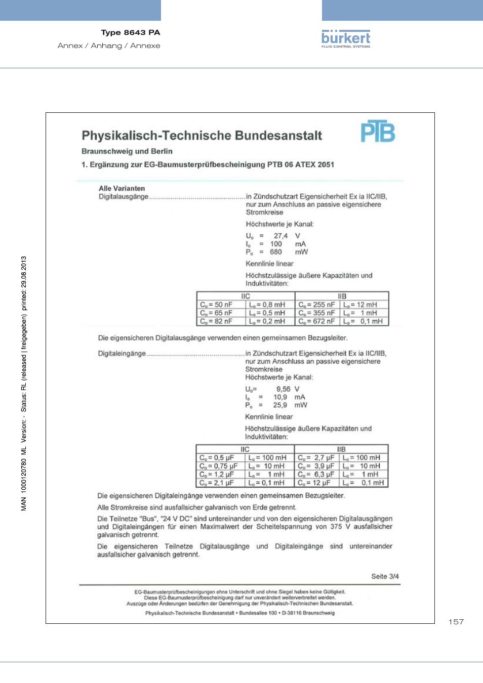 Burkert Type 8643 User Manual | Page 157 / 162