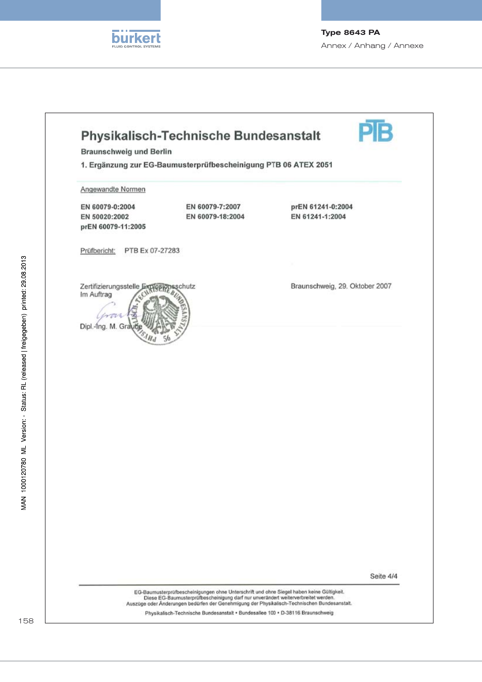 Burkert Type 8643 User Manual | Page 158 / 162