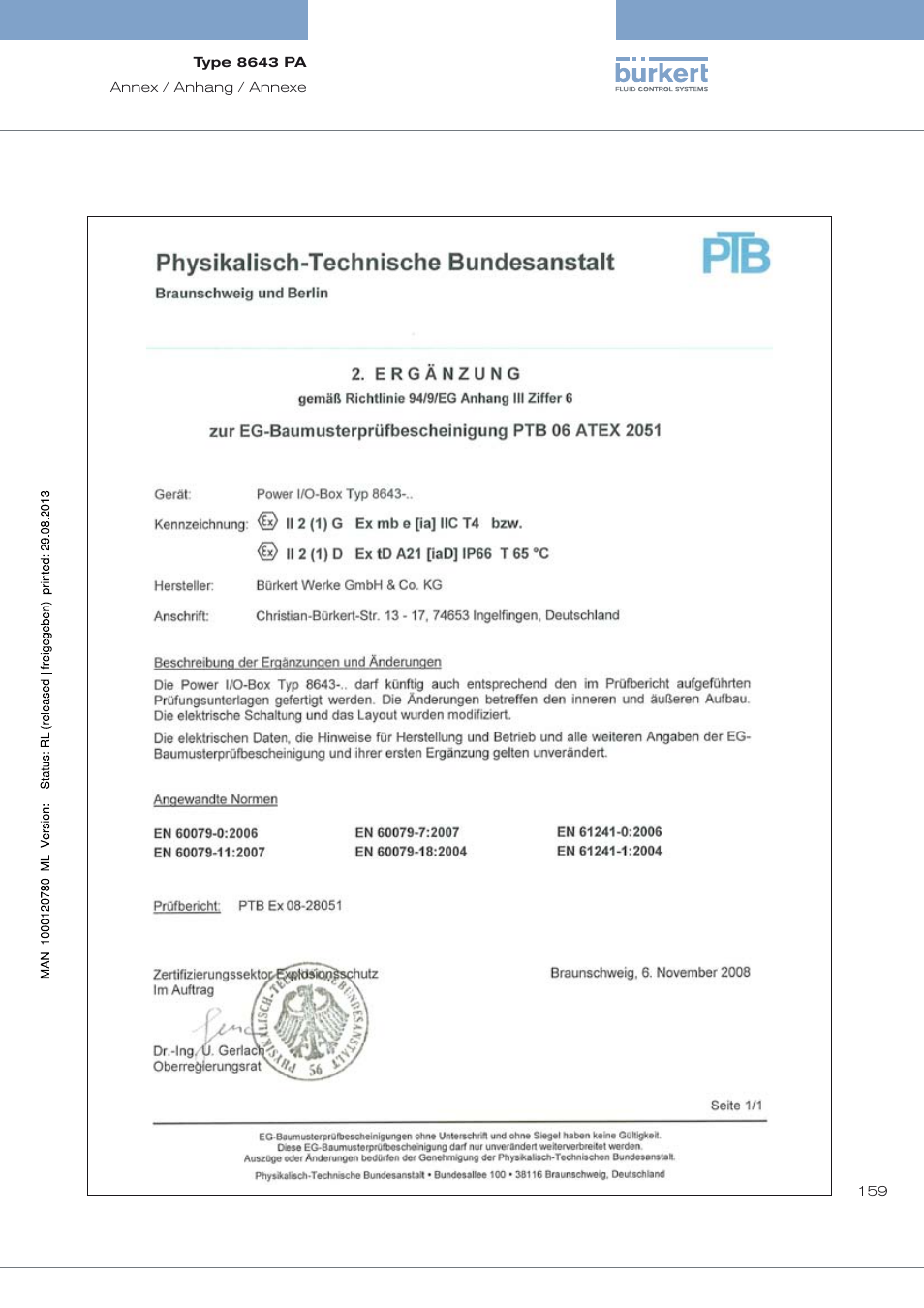 Burkert Type 8643 User Manual | Page 159 / 162