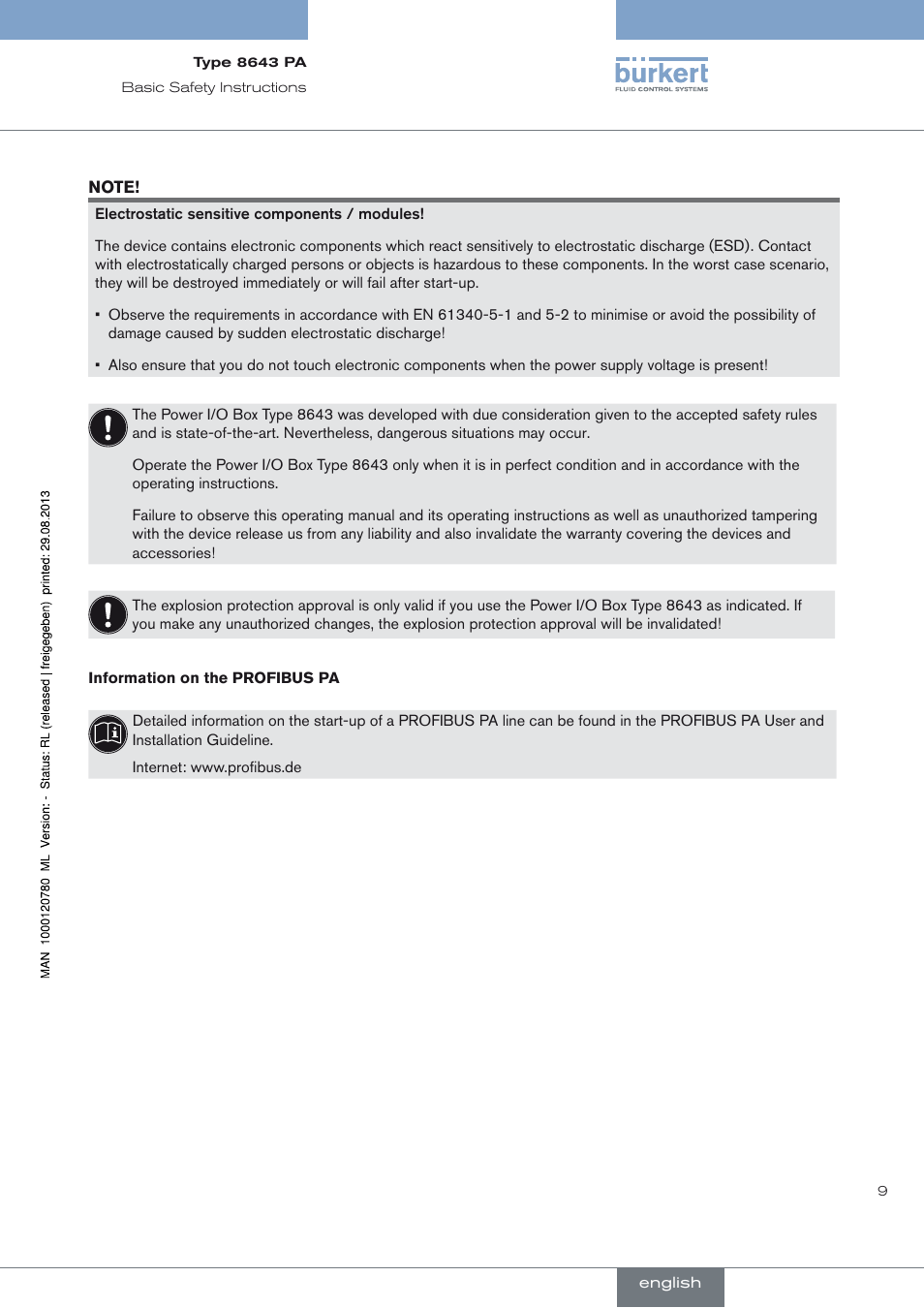 Burkert Type 8643 User Manual | Page 9 / 162