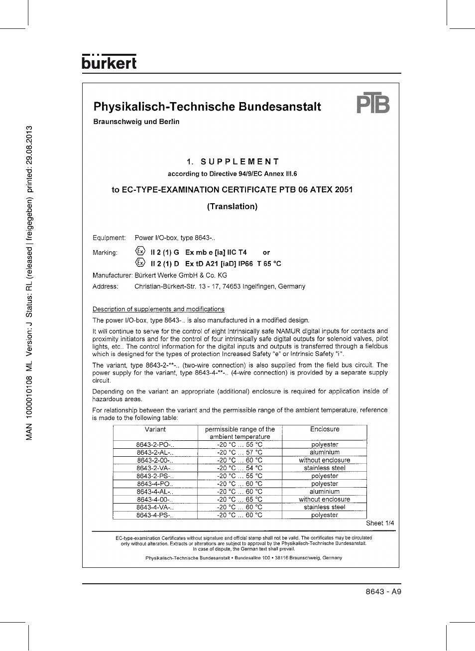 Burkert Type 8643 User Manual | Page 109 / 124