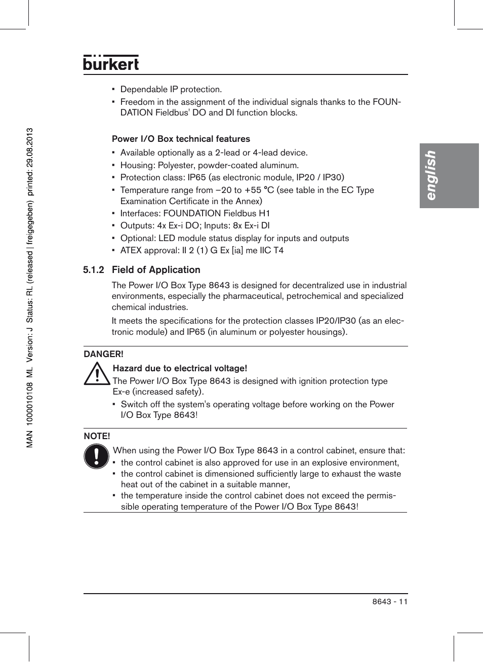 English | Burkert Type 8643 User Manual | Page 11 / 124