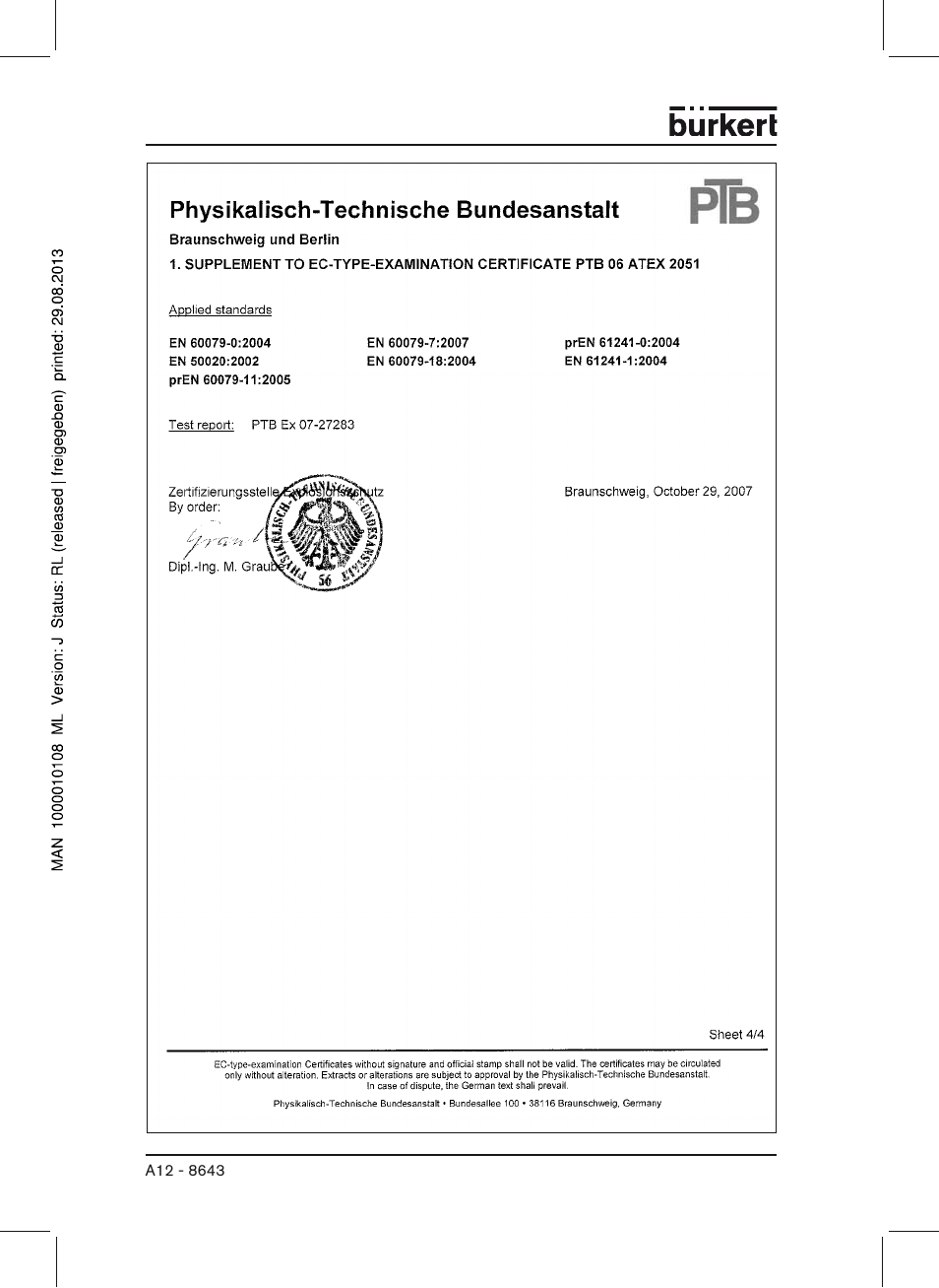 Burkert Type 8643 User Manual | Page 112 / 124