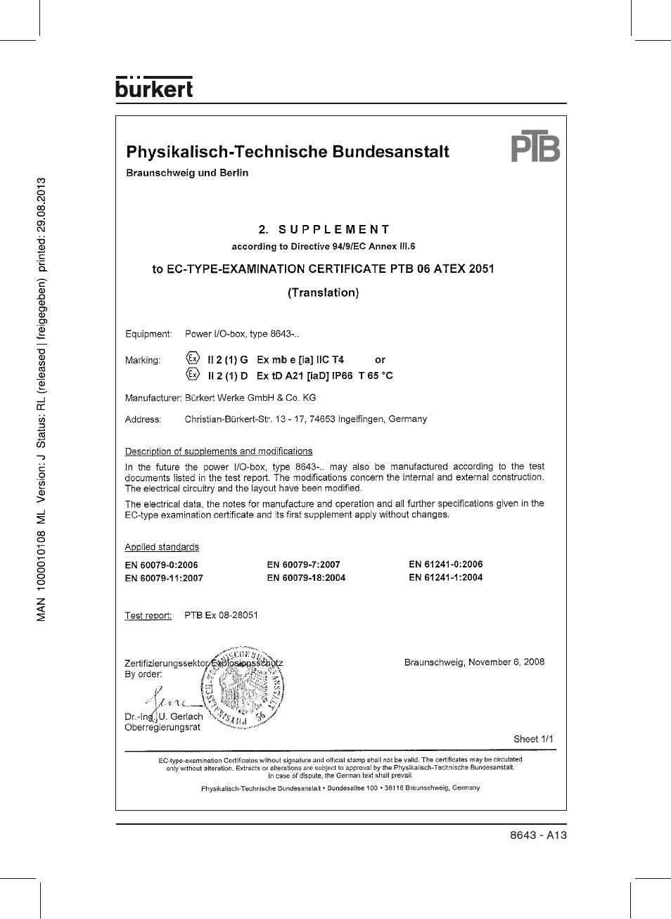 Burkert Type 8643 User Manual | Page 113 / 124