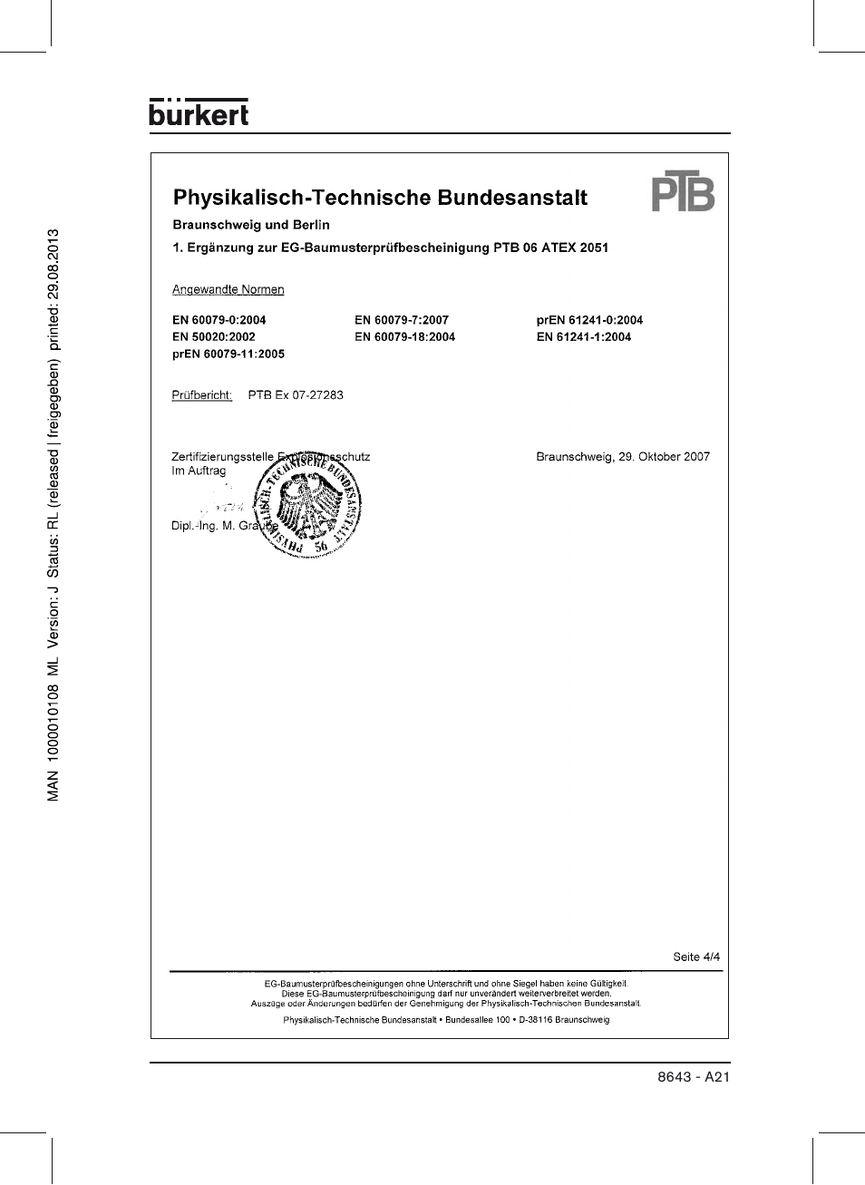 Burkert Type 8643 User Manual | Page 121 / 124