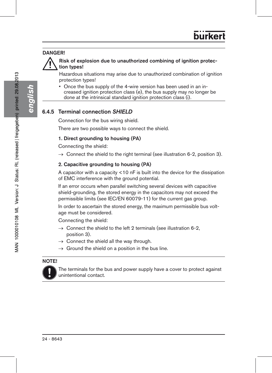 English | Burkert Type 8643 User Manual | Page 24 / 124