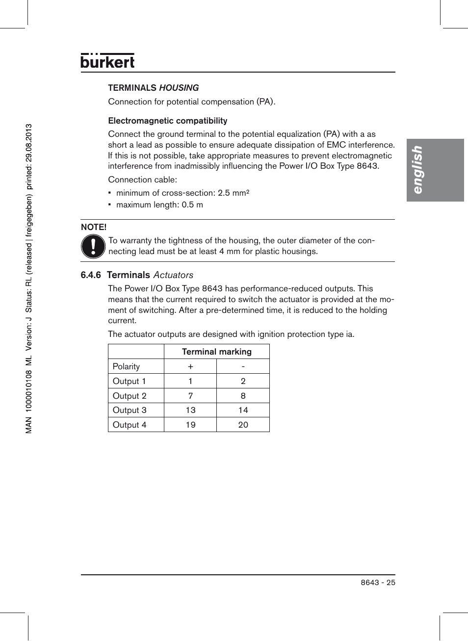 English | Burkert Type 8643 User Manual | Page 25 / 124