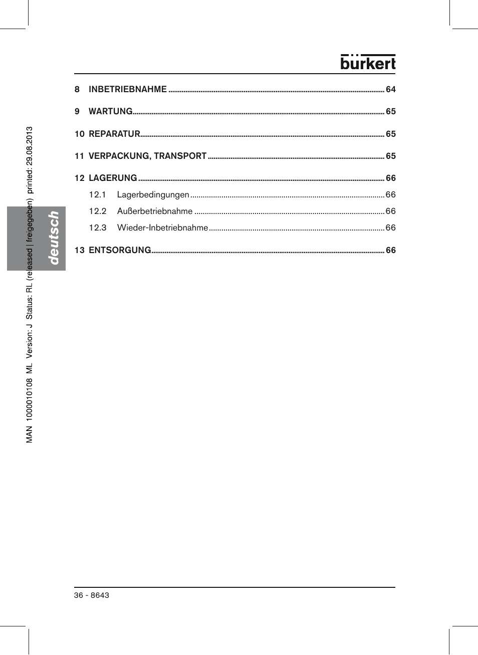 Deutsch | Burkert Type 8643 User Manual | Page 36 / 124