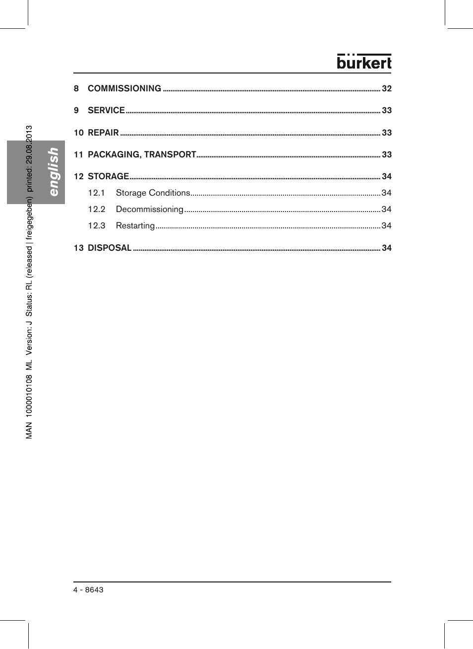 English | Burkert Type 8643 User Manual | Page 4 / 124